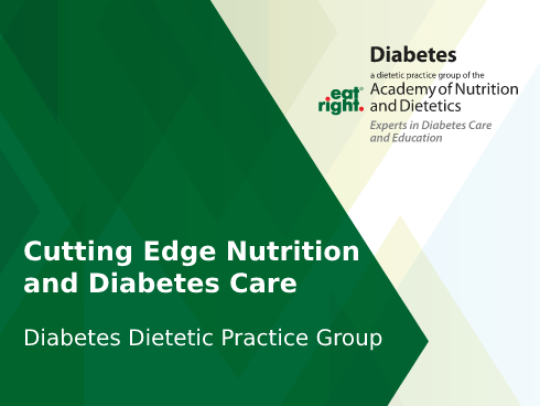 Diabetes DPG Cutting Edge Nutrition and Diabetes Care