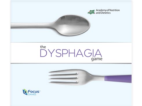Image of a fork and spoon laid down horizontally above the word Dysphagia.