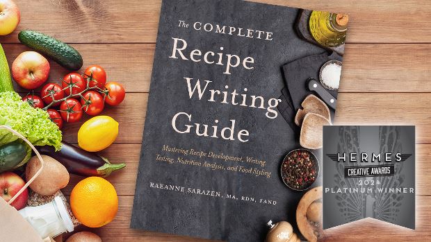 The Complete Recipe Writing Guide won a platinum Hermes Award in 2024.