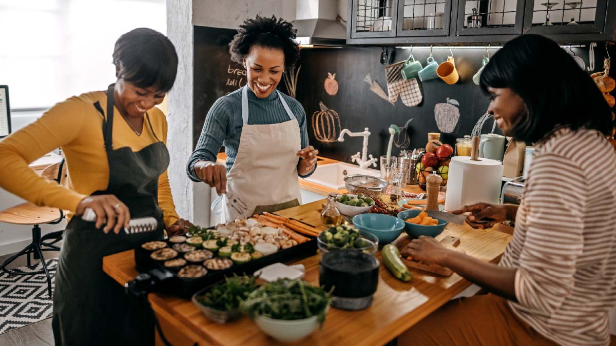 Culinary Demo! Plant-Based Recipes for Your Holiday Table | Three Friends Preparing Plant-Based Food in the Kitchen
