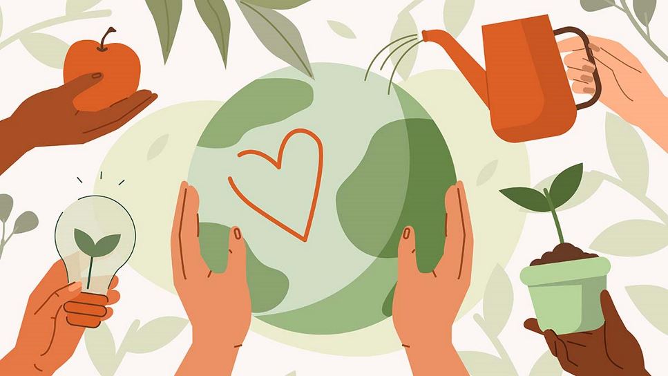 Leveraging Biodiversity for Sustainable Diet Recommendations | Hands Holding the Earth and Several Objects