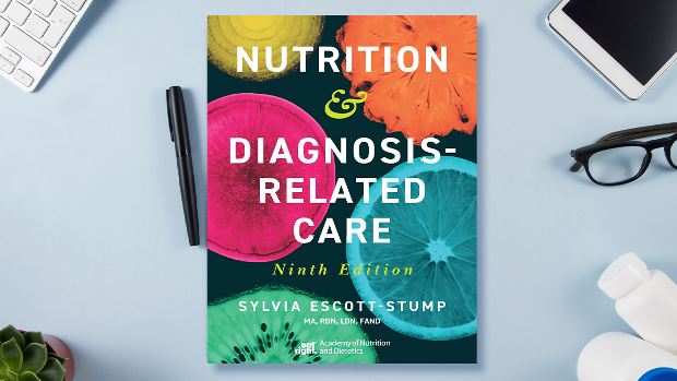 Copy of Nutrition & Diagnosis-Related Care, 9th Ed. Instructor's Resource Kit lying on a desk.
