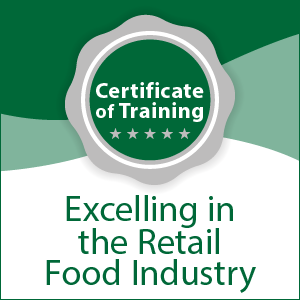 Certificate of Training Excelling in Retail Food Industry