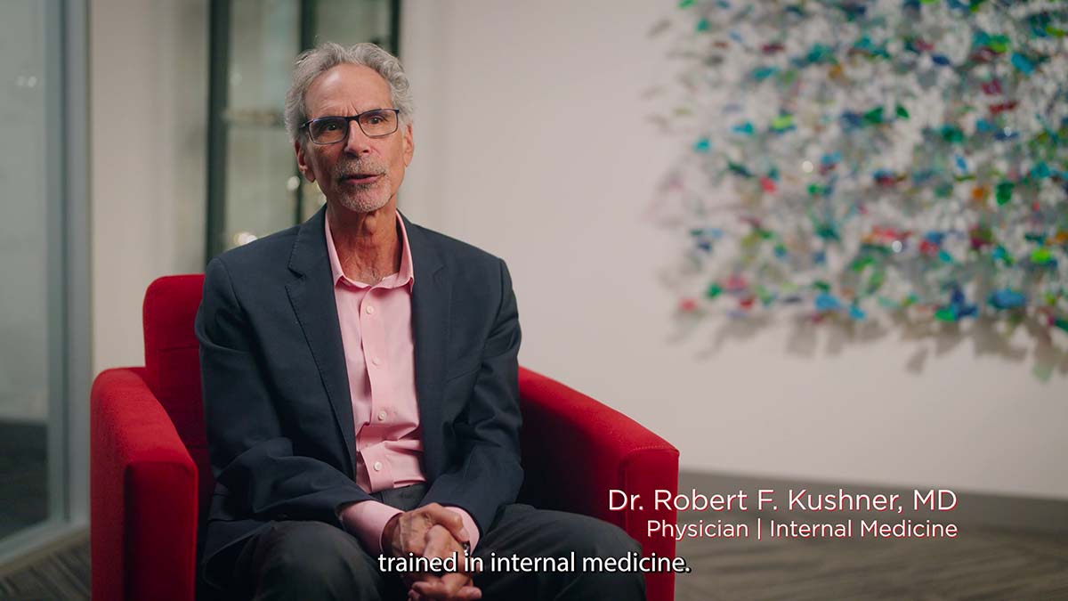 Dr. Robert F Kushner being interviewed